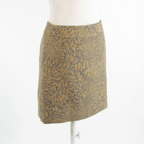 Beige gray abstract ANN TAYLOR LOFT A-line skirt 2 - Picture 3 of 13
